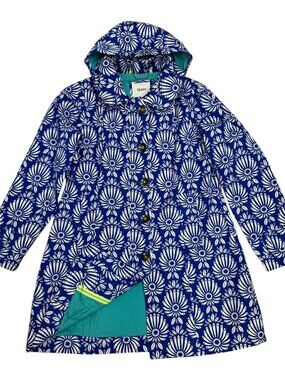 HATLEY Floral Blue Designer Hooded Casual Jacket Coat Womens 12